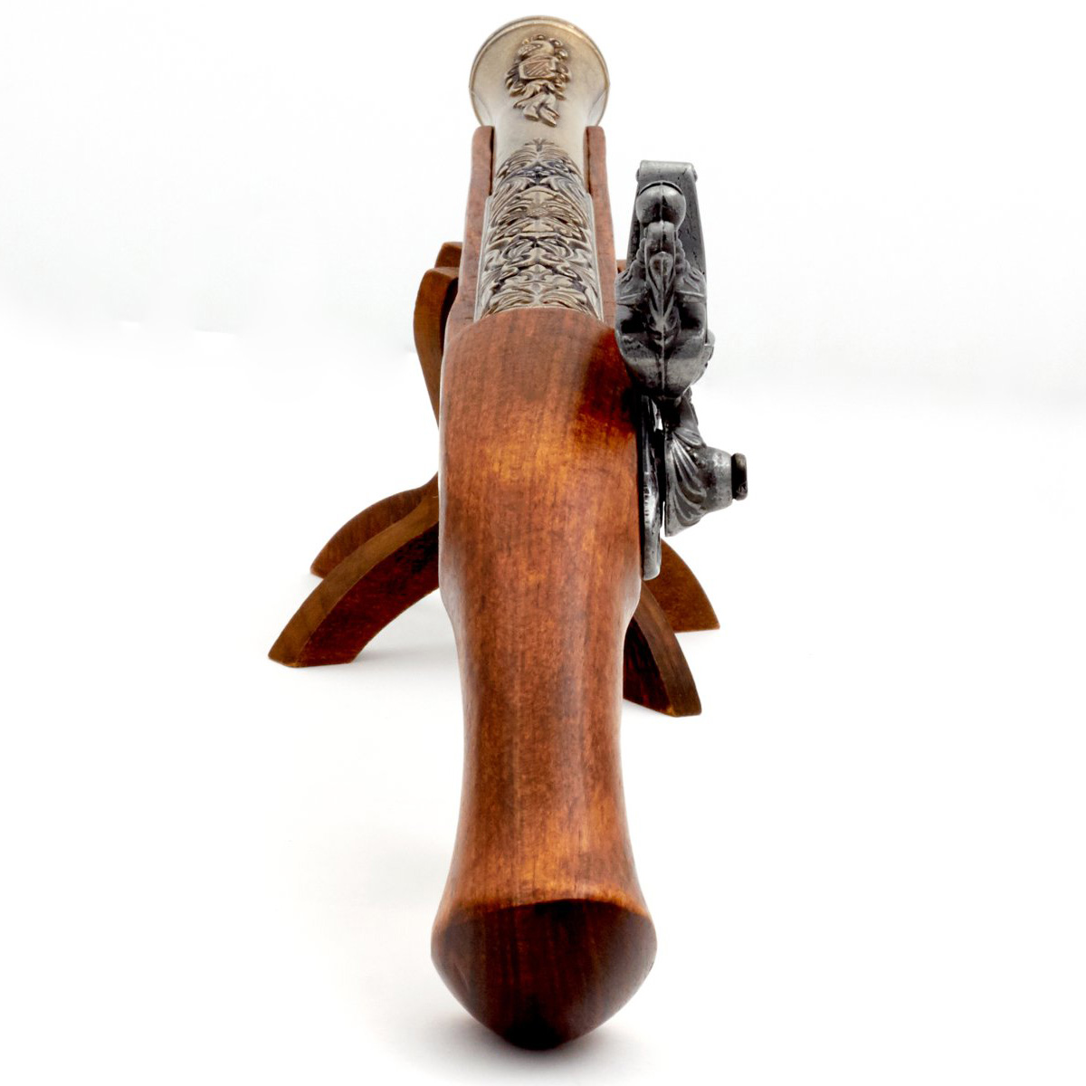 Steinschlosspistole aus Holz und vermessingtem Metall, Deutschland, 18. Jahrhundert