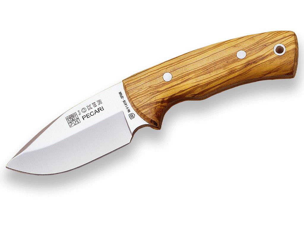 Cuchillo de desollar Joker Pecari con mango de madera de olivo