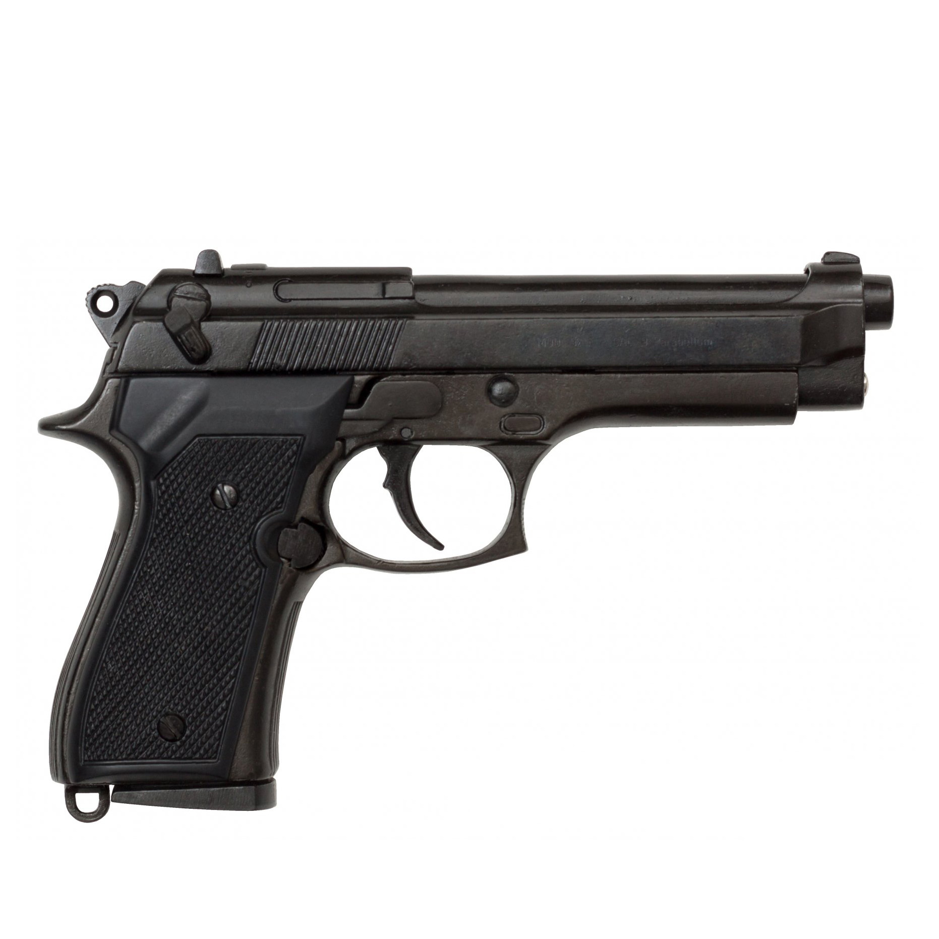 Réplica de pistola Beretta 92 F 9 mm Parabellum, Itália 1975, metal preto e plástico