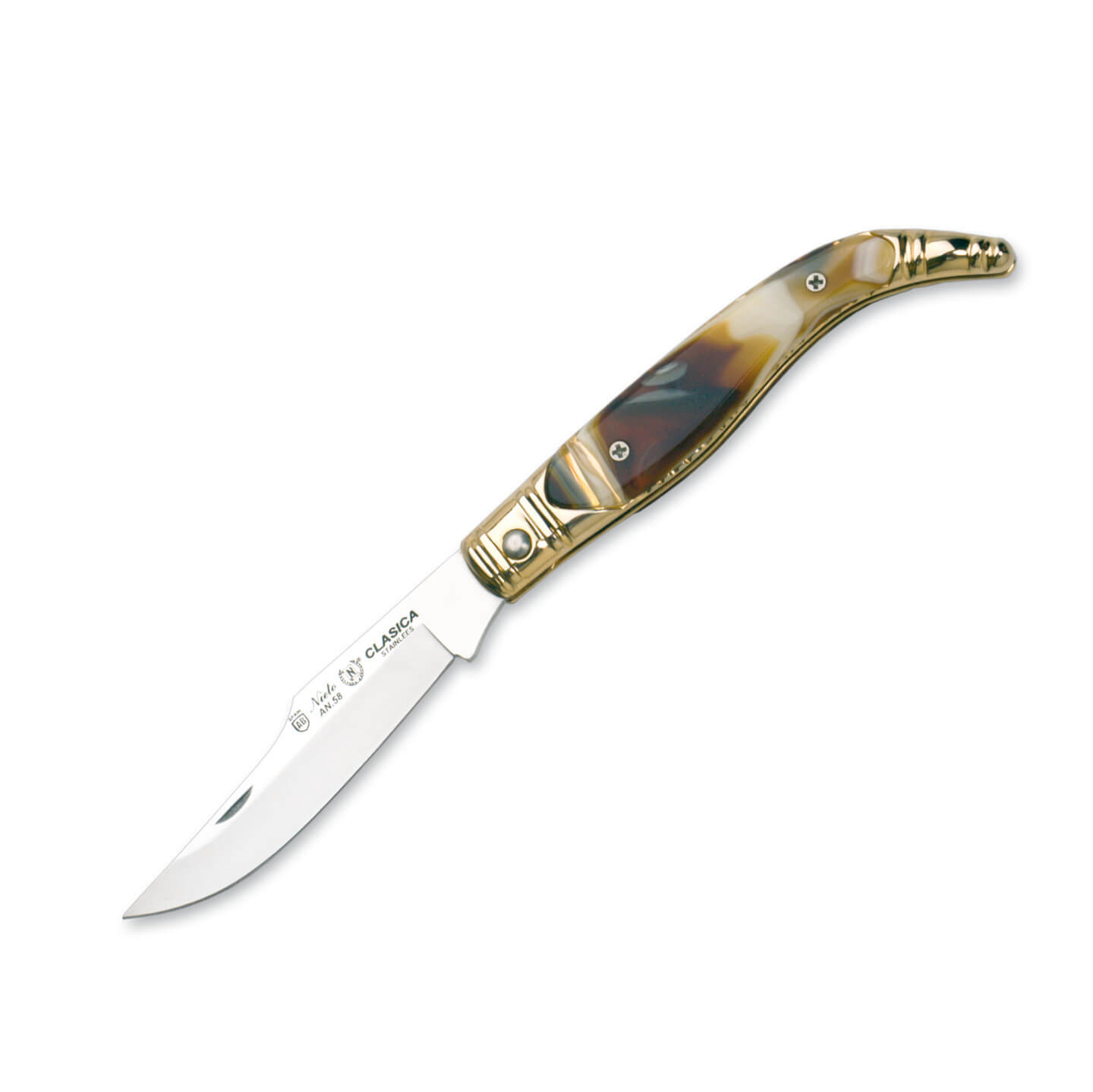 Navaja Nieto Clásica con mango de imitación asta de toro y baño d...
