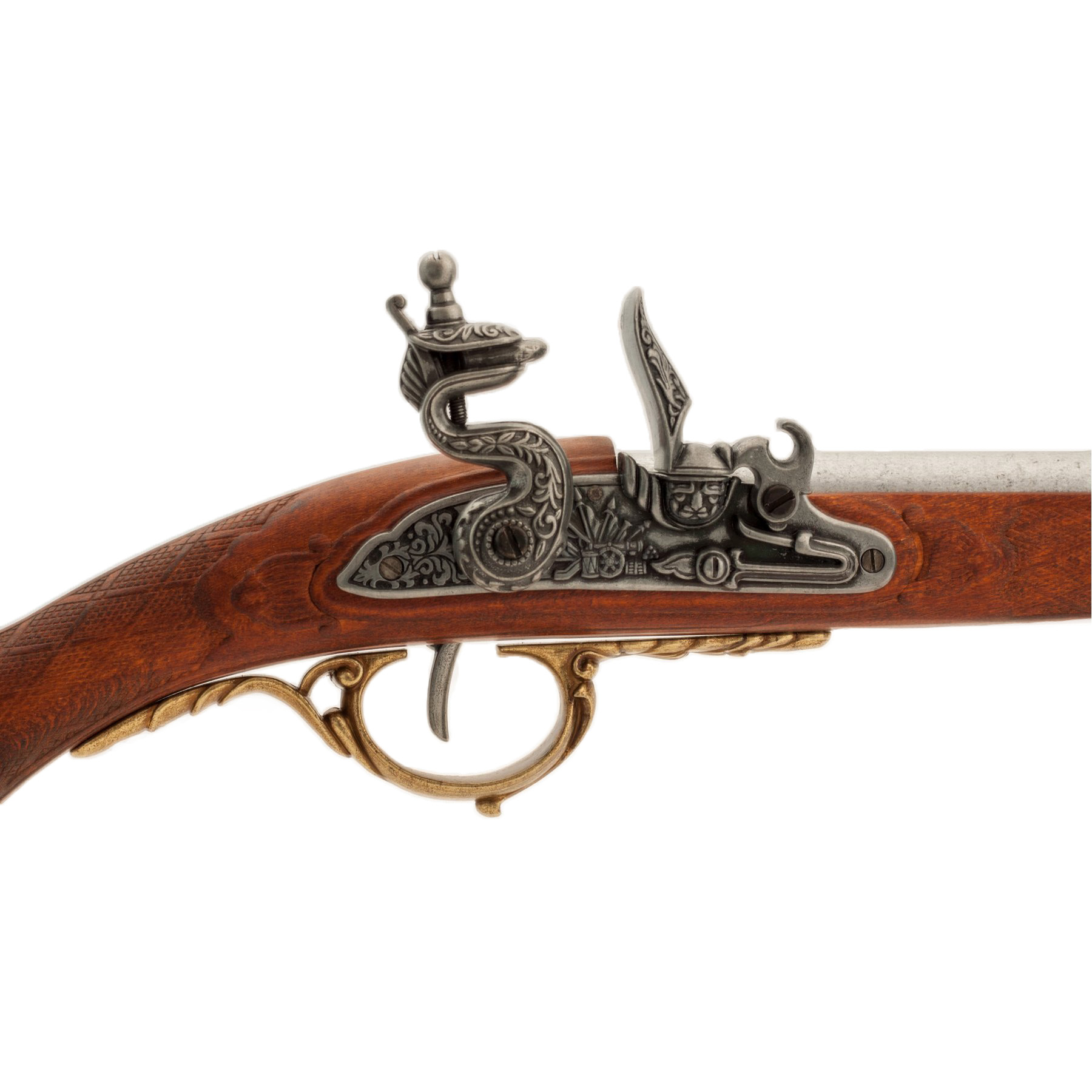 Rifle de Napoleón, Francia 1807, fabricado en madera y metal acabado latón