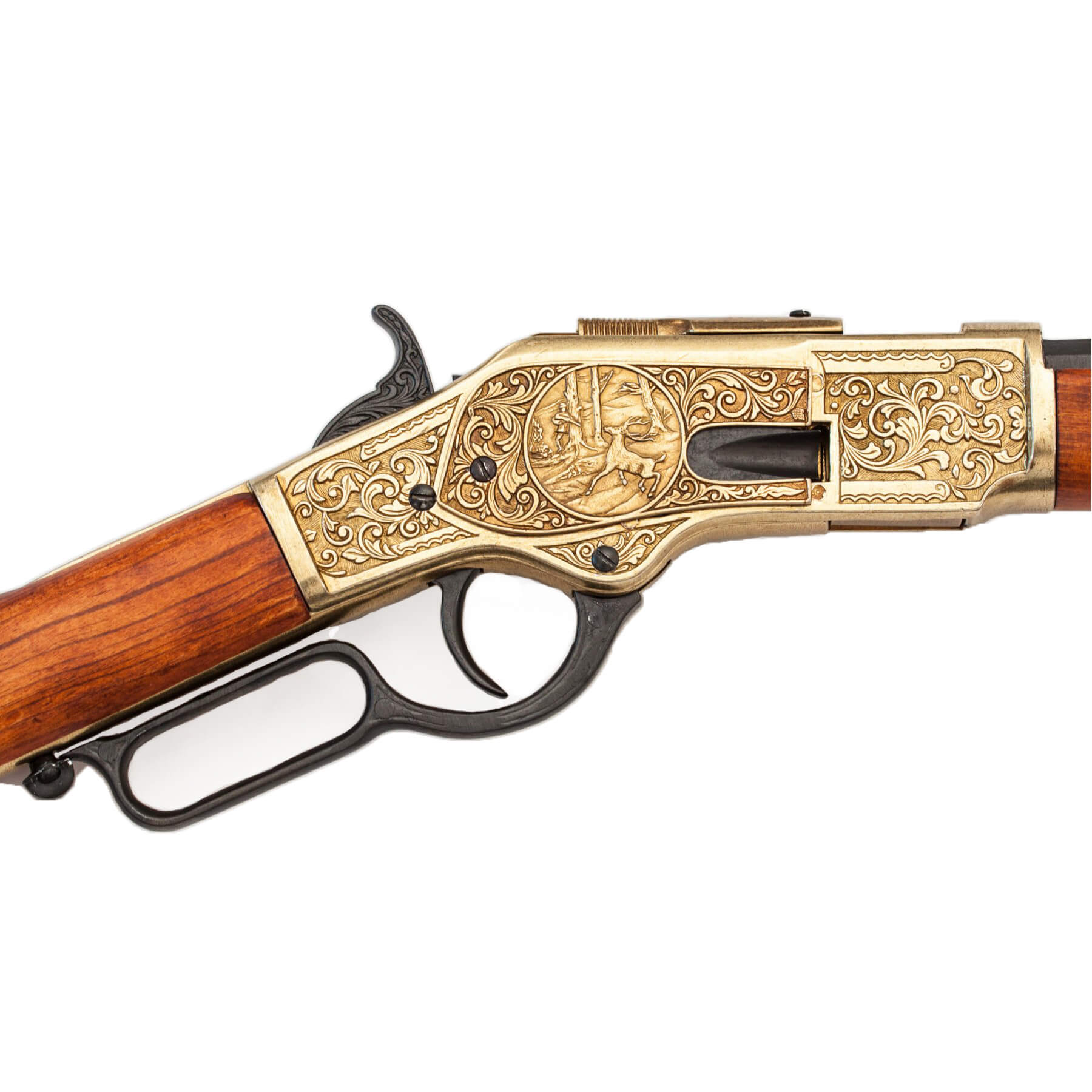 Karabiner Modell 73, USA 1873, aus Messing und Metall mit Holzoptik