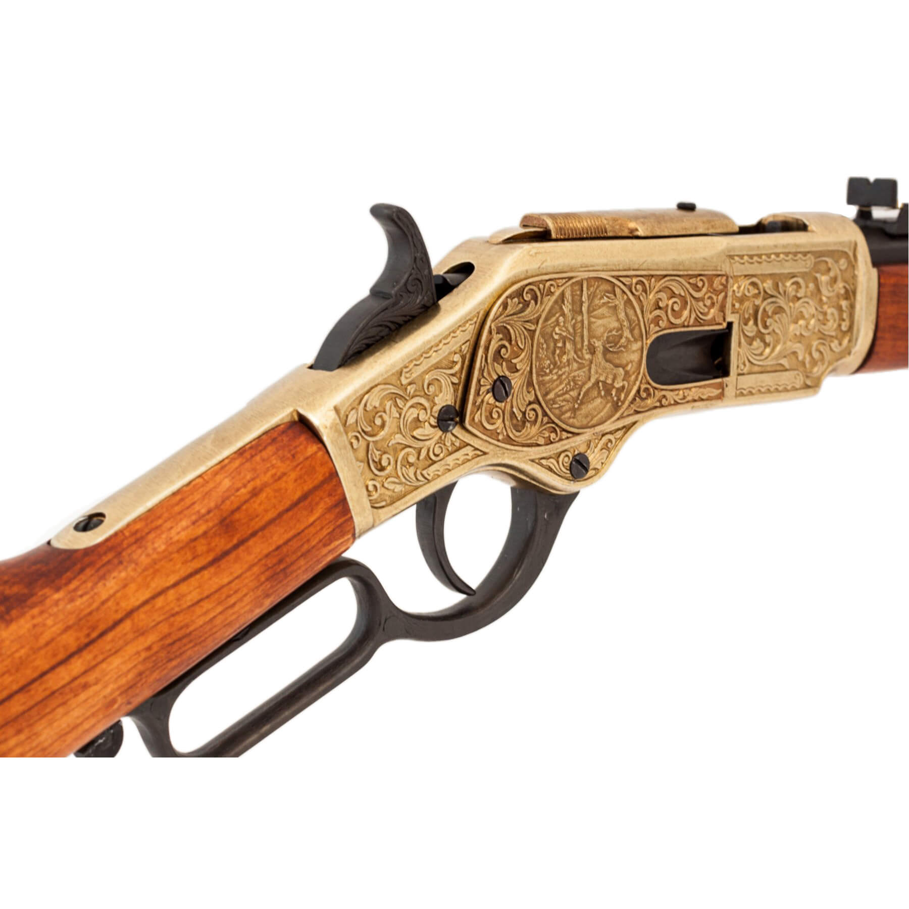 Karabiner Modell 73, USA 1873, aus Messing und Metall mit Holzoptik