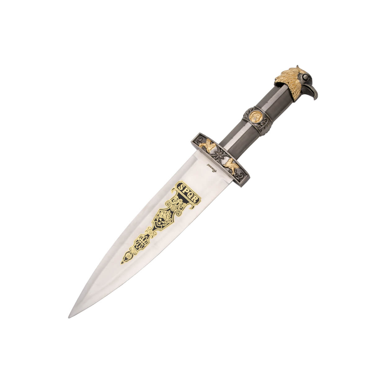 SPQR Roman Dagger with nickel colored hilt and nickel and bronze ...
