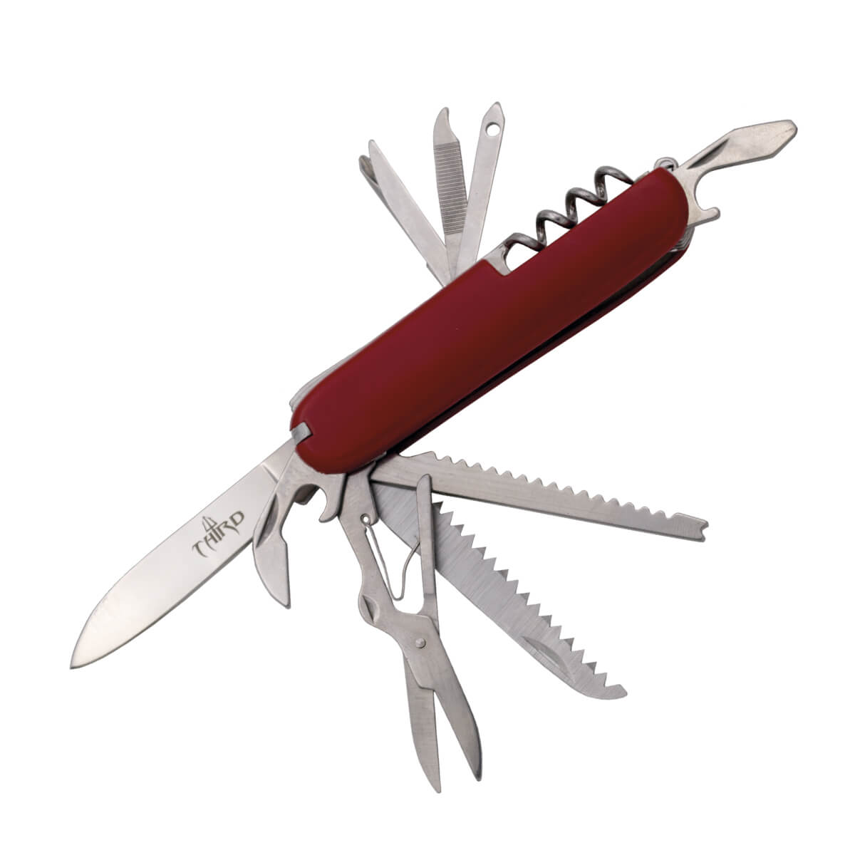Multifunction pocket knife with 11 functions and red ABS handle 5...