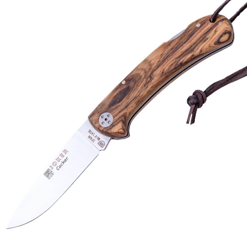 Navaja de caza Joker Cocker drop point con madera de bocote