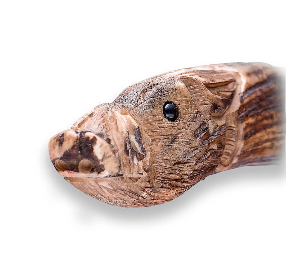 Bowie Jagd- und Sammlermesser Joker mit geschnitztem Hirschgeweihgriff