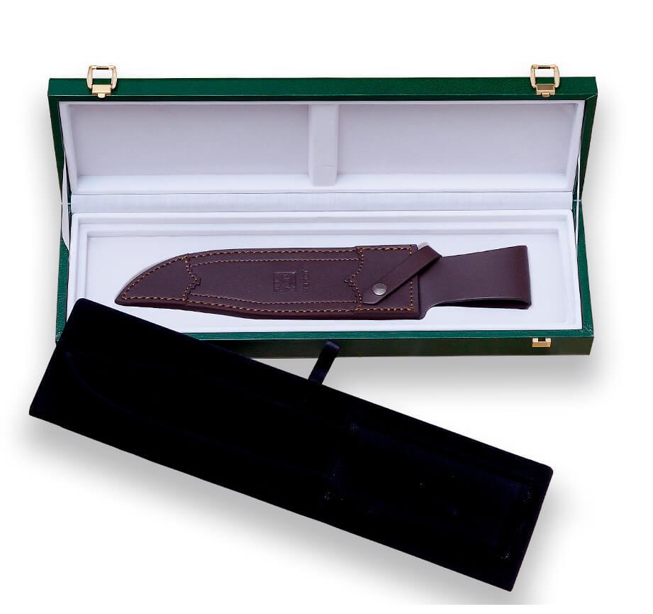 Bowie Jagd- und Sammlermesser Joker mit geschnitztem Hirschgeweihgriff