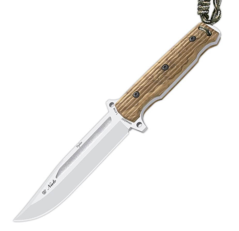 Cuchillo táctico Nieto Fighter Tracker con mango de madera de oli...