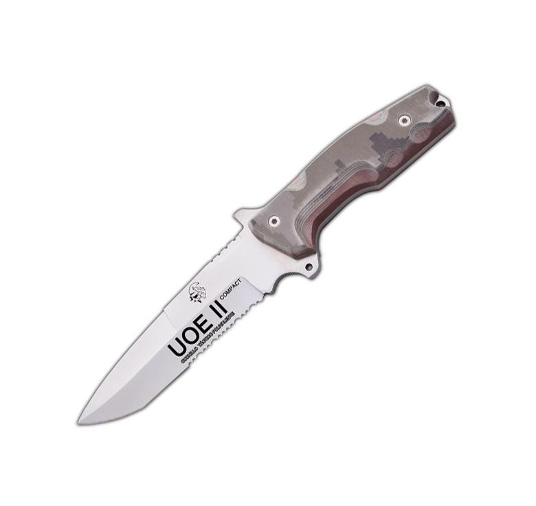Couteau militaire JV UOE II Compact avec manche en micarta camouflage désert