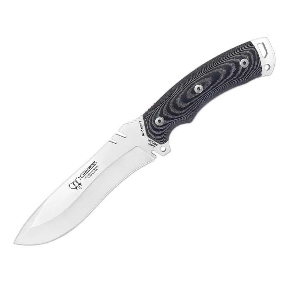 Coltello da sopravvivenza Cudeman Boina Verde Cadete di micarta nera kit completo