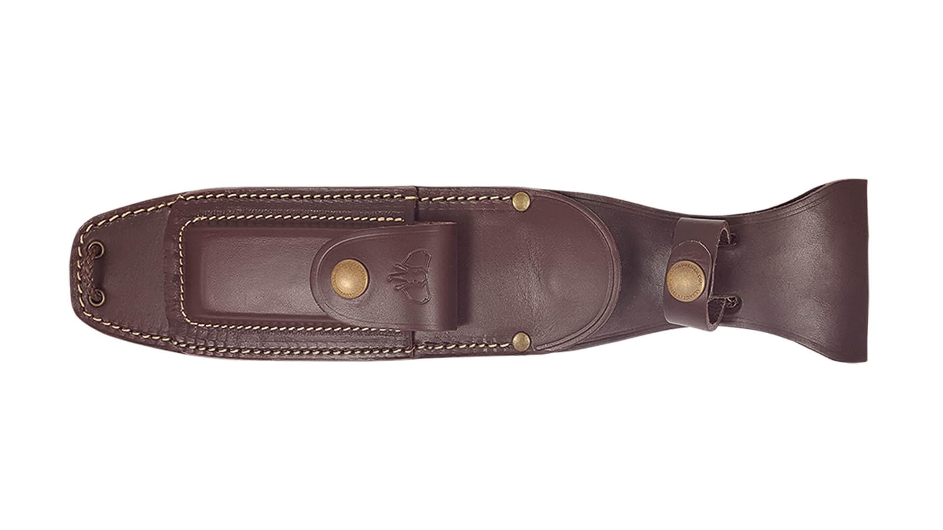 Cudeman Boina Verde with Bohler N695 steel and brown micarta handle in leather sheath