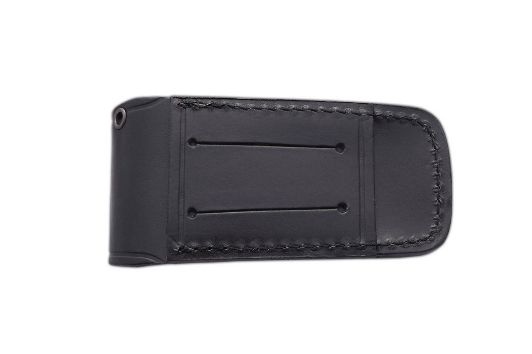 Faca SV4 JV com cabo preto de micarta e bainha de couro