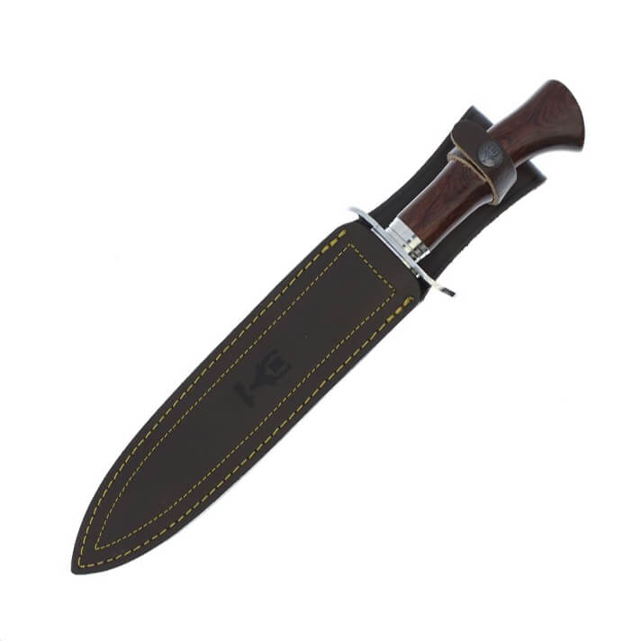 Cuchillo de caza Muela Agarre con mango de madera prensada coral y hoja de 24,5 cm