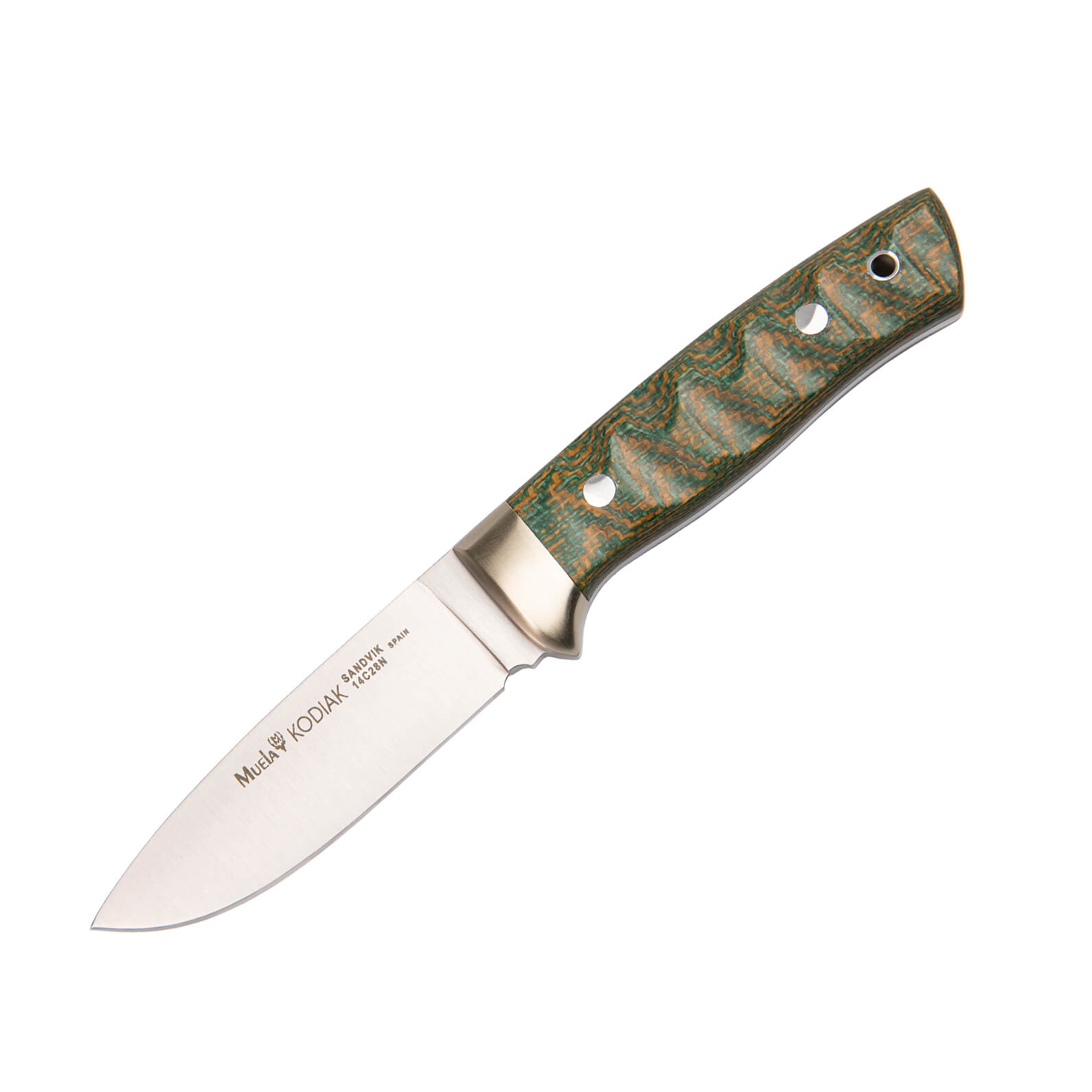 Cuchillo tactico Kodiak con acero SANDVIK 14C28N y mango en micar...
