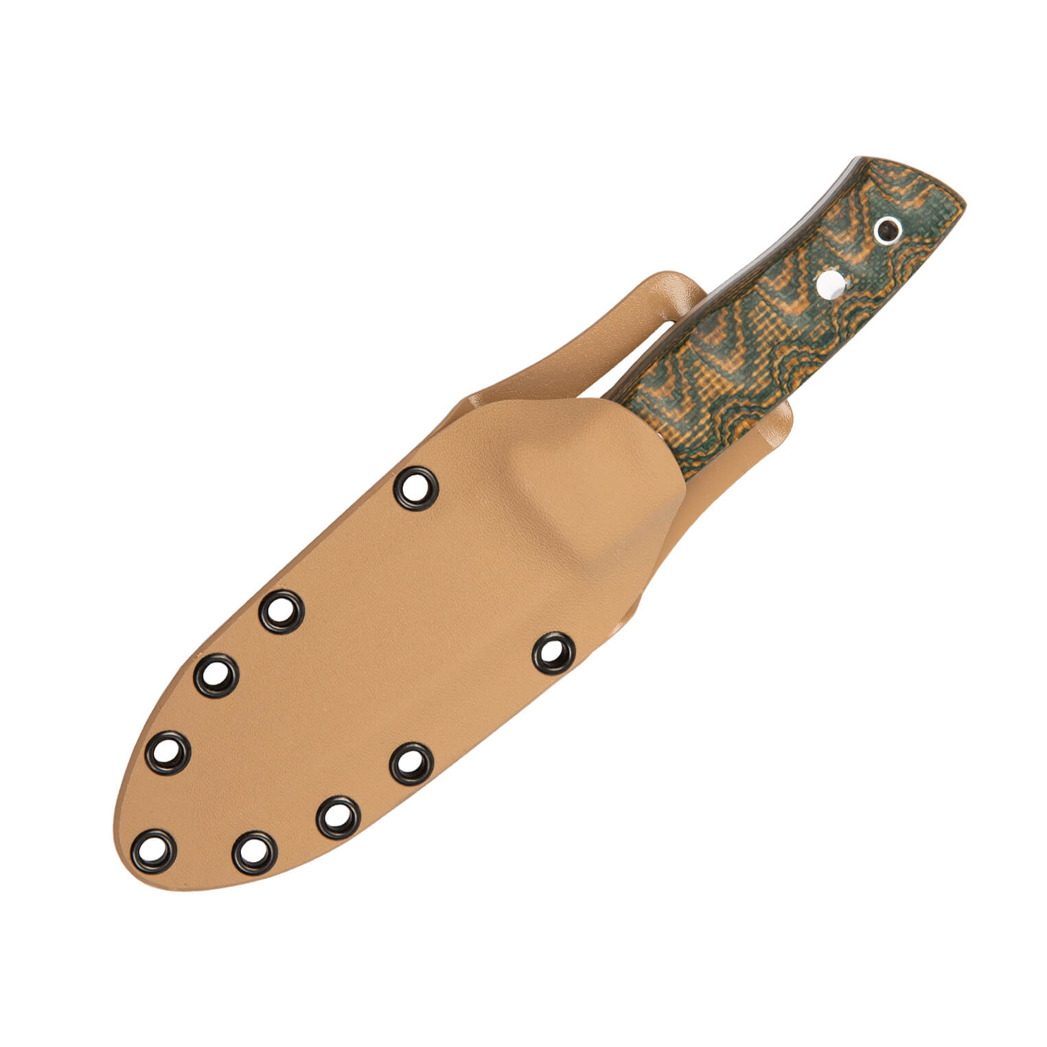 Kodiak tactical knife with SANDVIK 14C28N steel and green micarta handle with kydex sheath