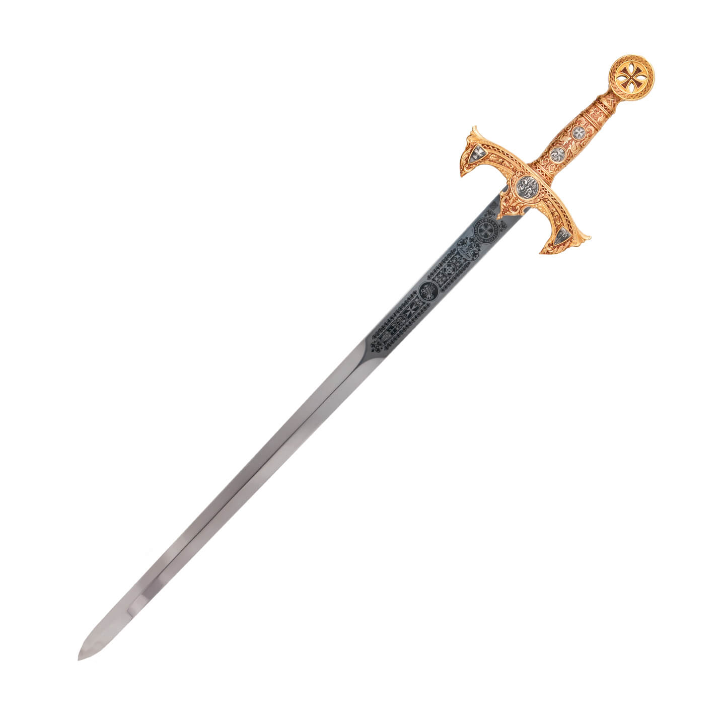 Espada templarios oro con grabado profundo Marto MA584