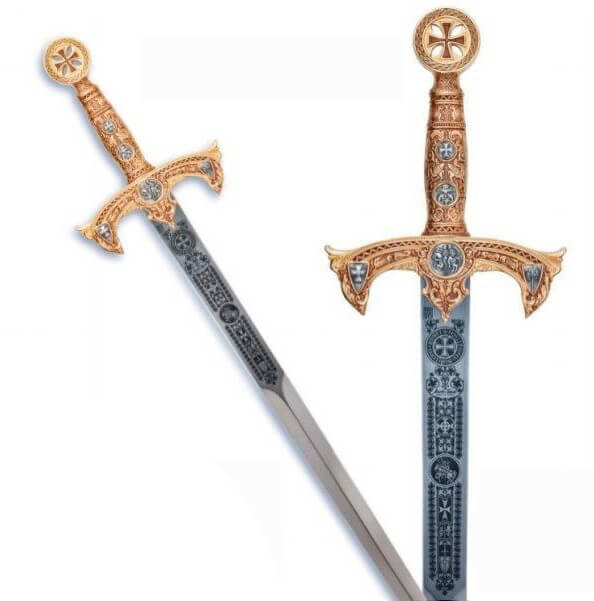 Espada templarios oro con grabado profundo Marto MA584