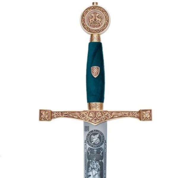 Espada Excalibur em ouro com gravação profunda Marto MA752