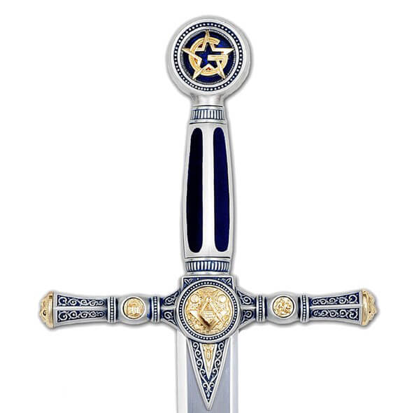 Espada maçônica de prata com gravação profunda Marto MA775.1