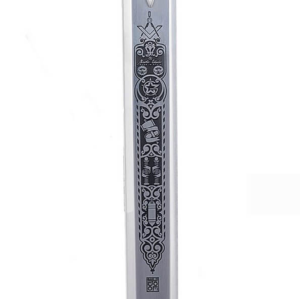 Espada maçônica de prata com gravação profunda Marto MA775.1