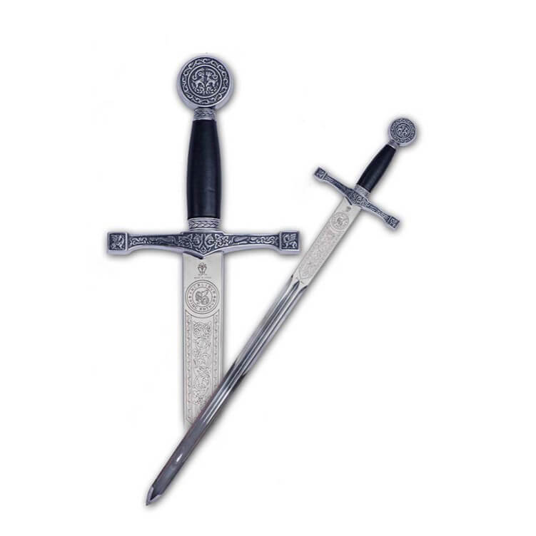 Espada Excalibur cadete con empuñadura en plata con grabados Mart...