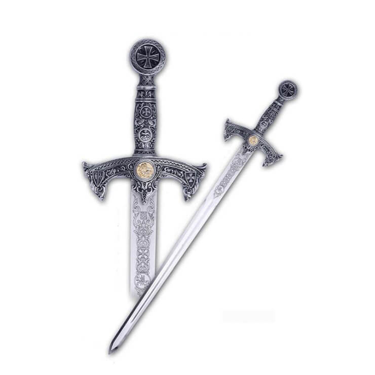 Espada Templario cadete con empuñadura en plata con grabados Mart...