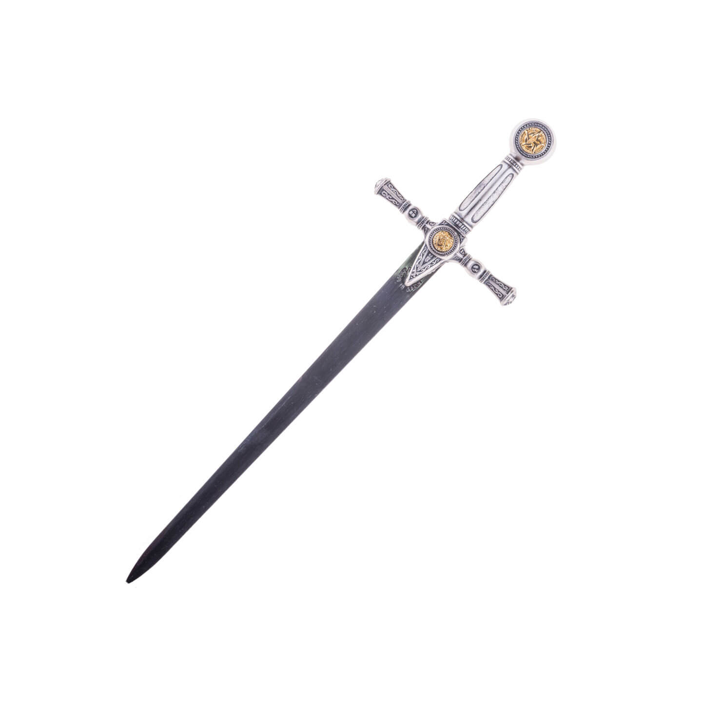 Abrecartas espada Masones con acabado en plata Marto 8271