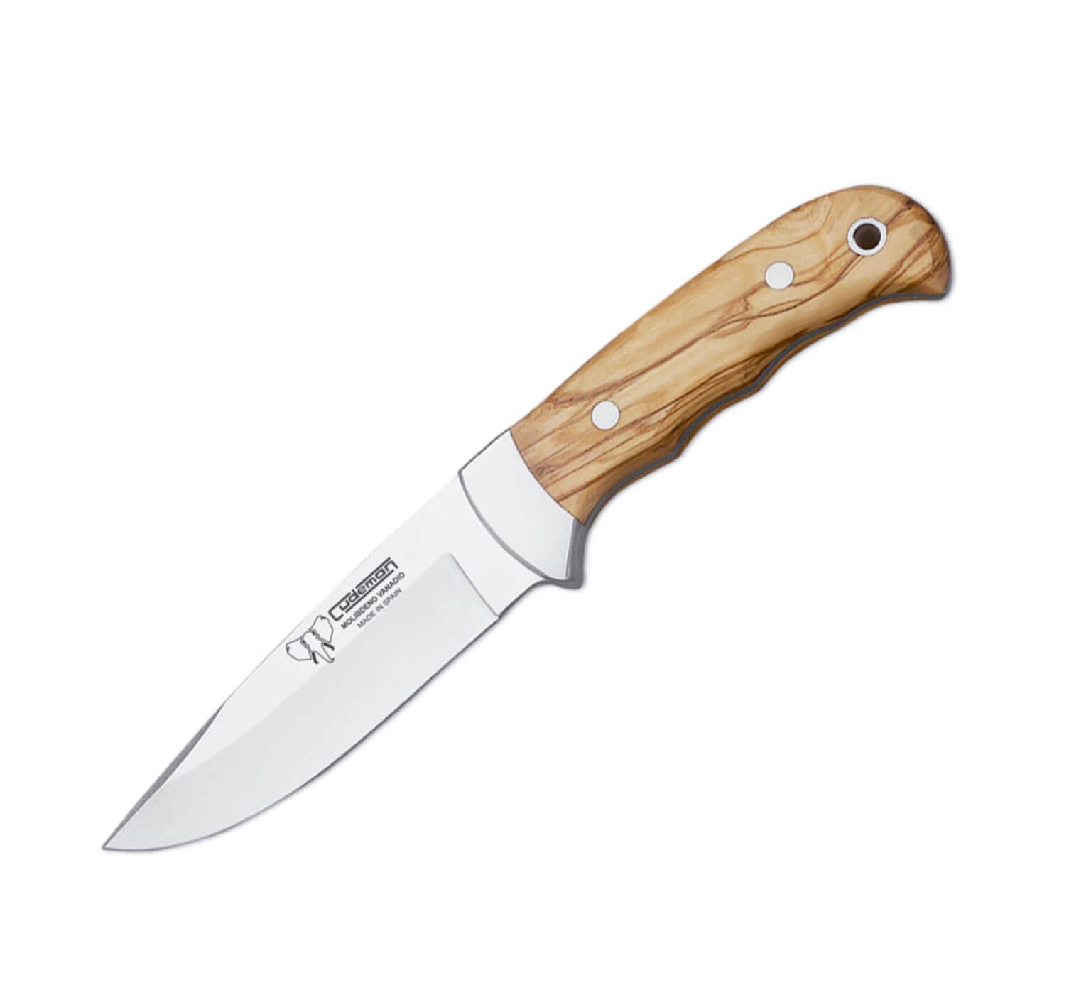 Cuchillo de caza Cudeman con mango de madera de olivo y virola de acero
