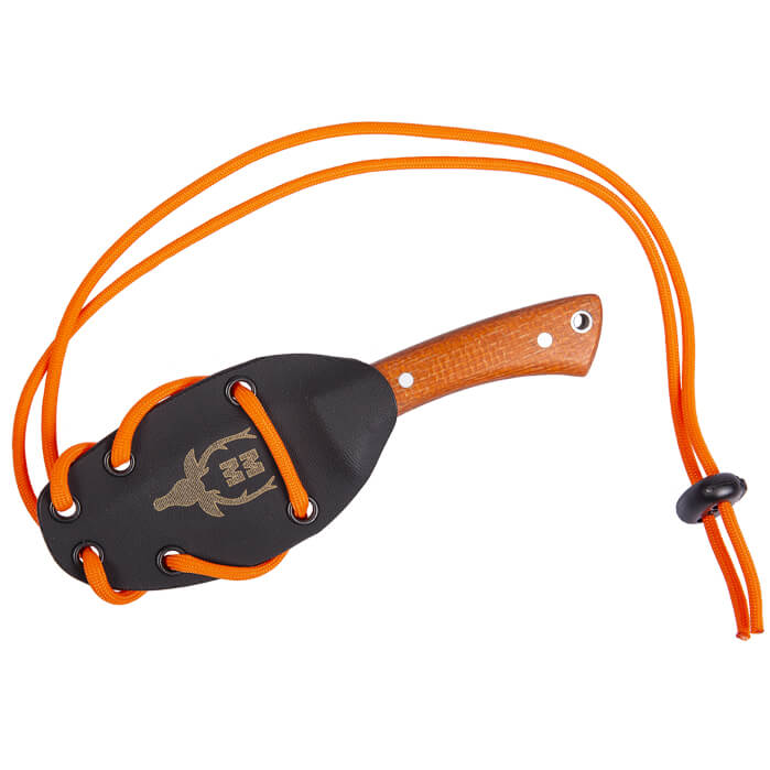 Muela Peccary neck knife with 7 cm blade and orange micarta handle