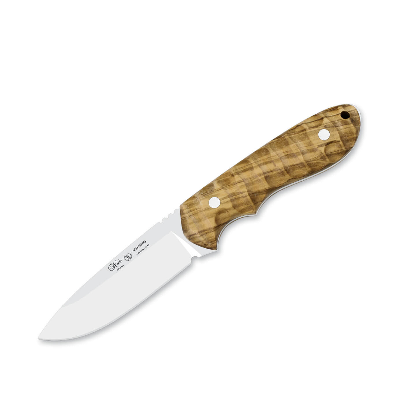 Cuchillo bushcraft Nieto Viking con mango de madera de olivo y ho...