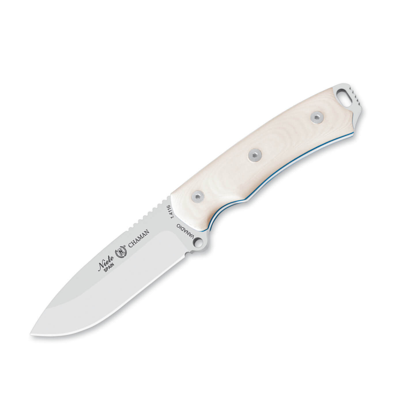Cuchillo Nieto Chamán con kit plus con mango de micarta blanca y ...