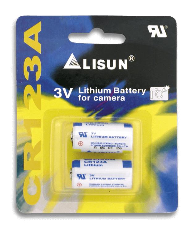 Dos pilas de litio de 3 voltios de tipo CR123A