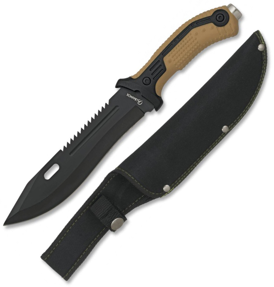 Coltello tattico Albainox color coyote con martello e lama da 19,...