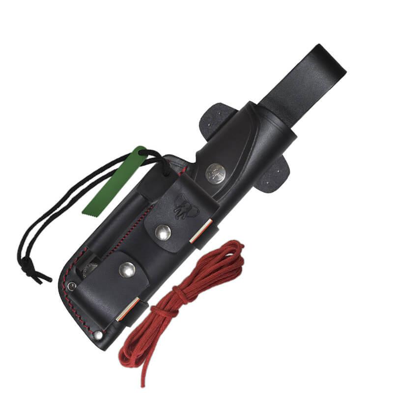 Faca Bushcraft BS9 QUERCUS Cudeman. Cabo em lona verde oliva. Cobertura multiposição. Kit completo