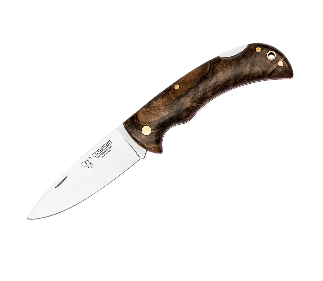 Couteau de poche de chasse Cudeman. Manche en noyer poli