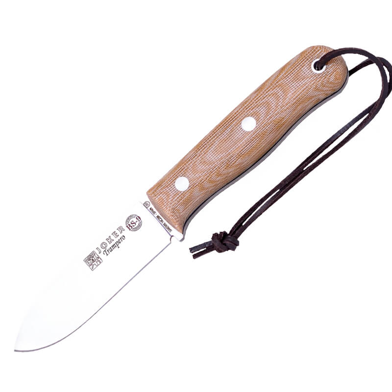 Joker BS9 Trampero Bushcraftmesser mit beigem Micarta-Griff und 1...