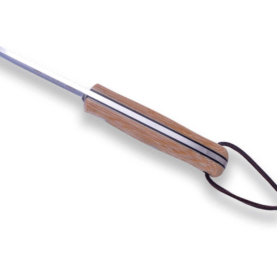 Joker BS9 Trampero Bushcraftmesser mit beigem Micarta-Griff und 10 cm Klinge