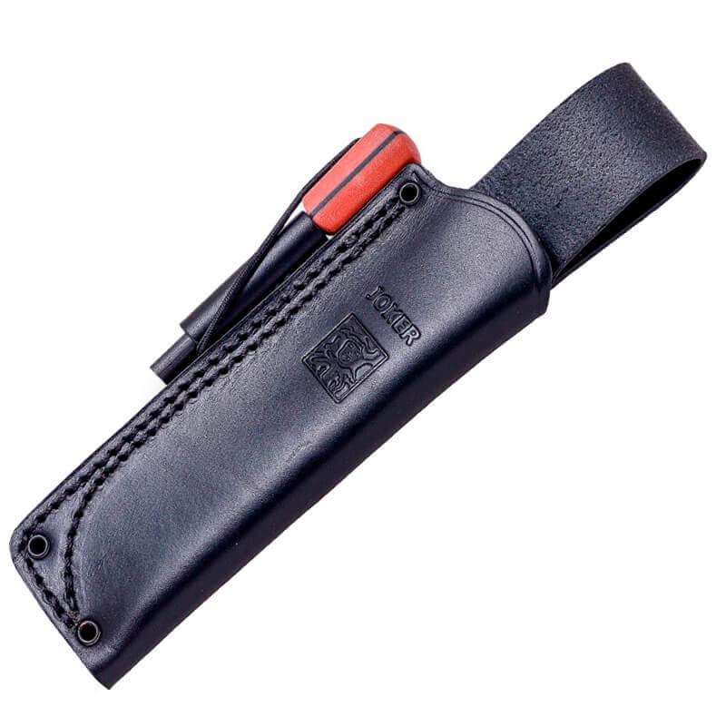 Joker BS9 Lynx con impugnatura in micarta arancione e fondina in cuoio, incluso ferrocerium