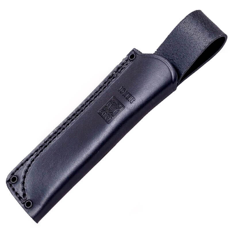 Joker BS9 Lynx mit orangefarbenem Micartagriff und Lederscheide