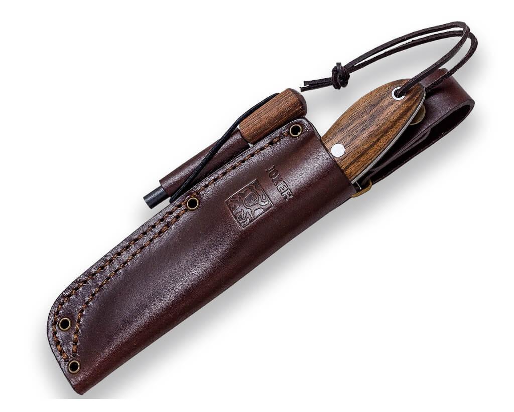 Faca Joker BS9 Canadiense Bushcraft com cabo em nogueira e ferrocerium