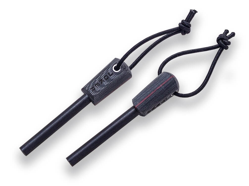 Joker BS9 Ursus Bushcraftmesser mit schwarzem Micarta-Griff und Böhler N695-Klinge mit Feuerstein