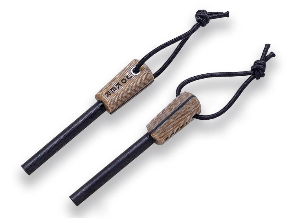 Joker BS9 Trampero Bushcraftmesser mit beigem Micarta-Griff und 10 cm Klinge mit Feuerstein