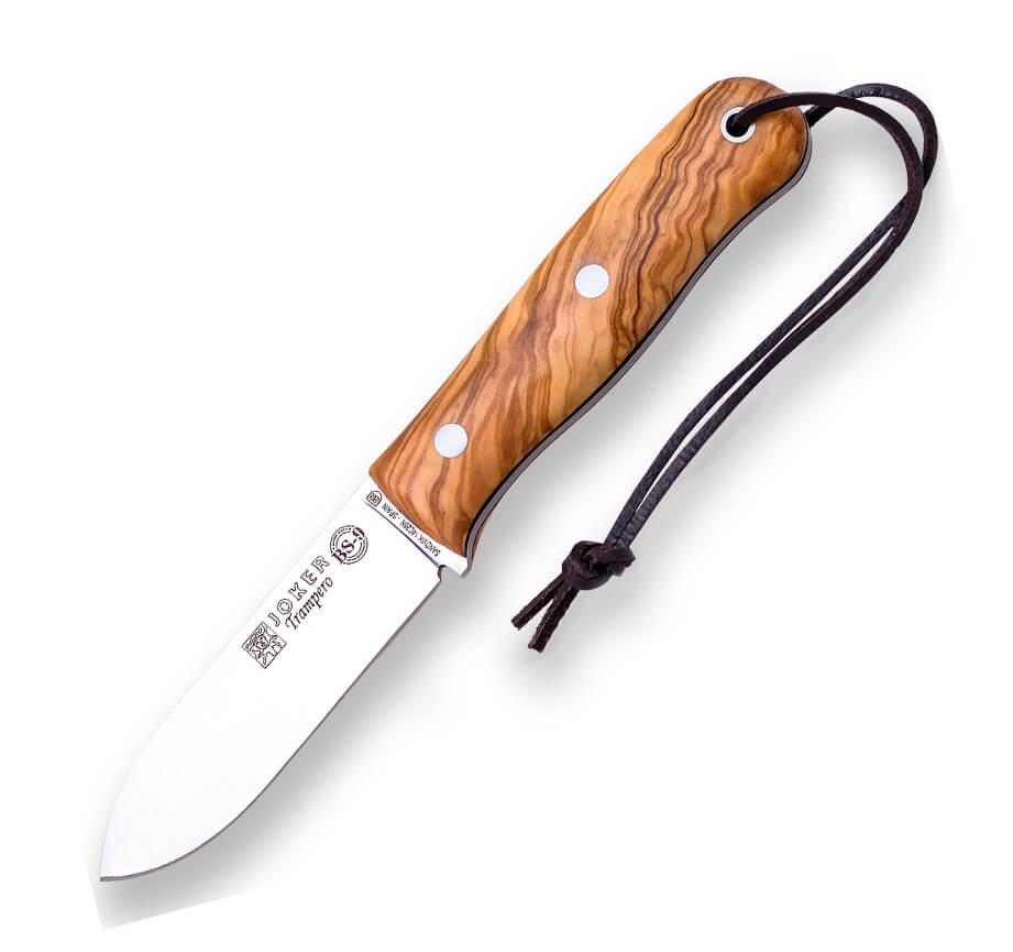 Joker BS9 Trapper Bushcraftmesser mit Griff aus Olivenholz und 10...