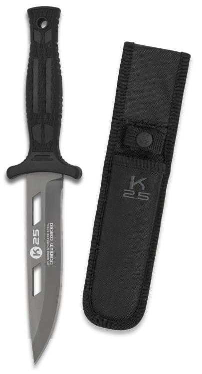 Cuchillo botero K25 de color negro con hoja recubierta de titanio...