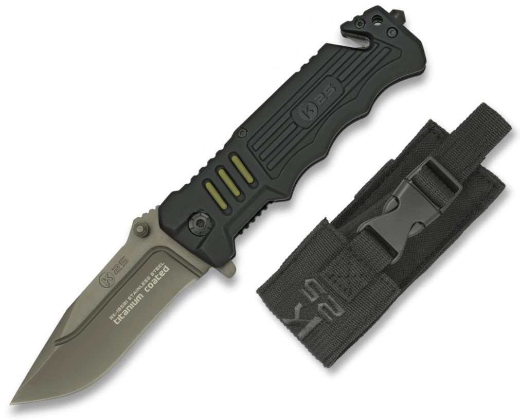 Navaja K25 con mango de aluminio con inserciones de goma y hoja d...