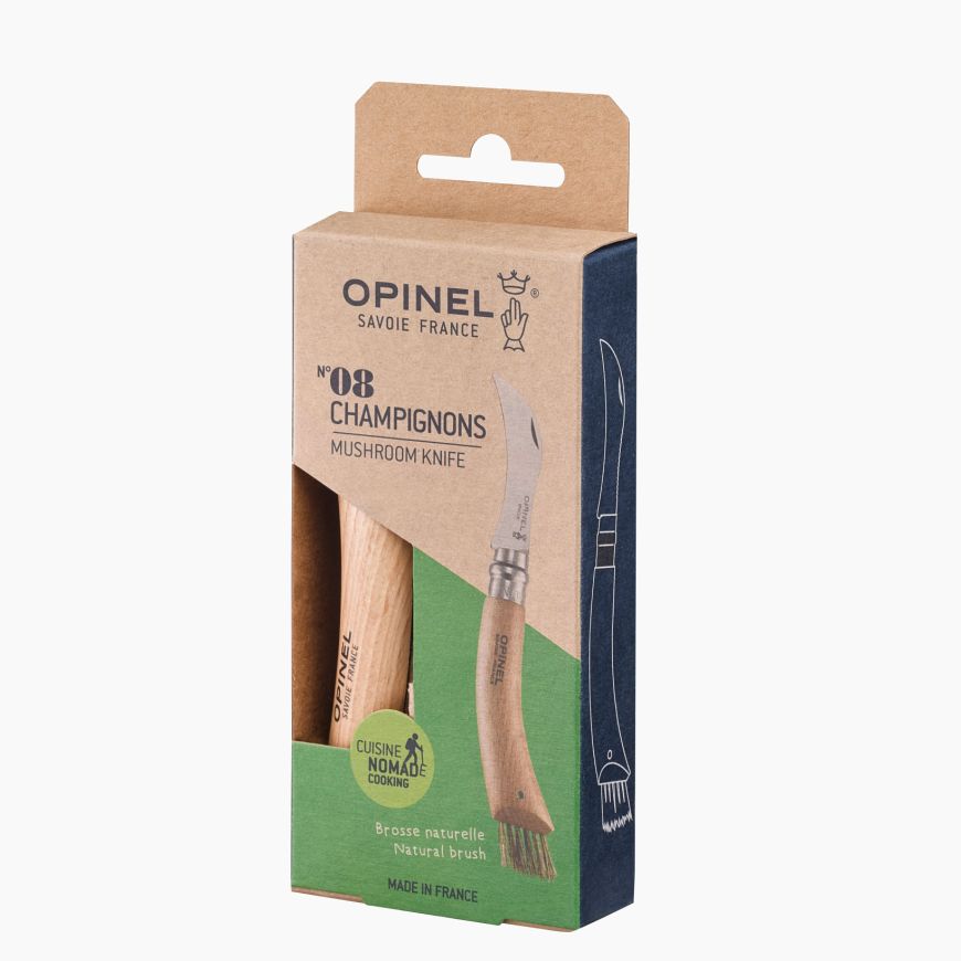 Opinel Nº8 Pilzmesser mit gebogener Klinge und Bürste