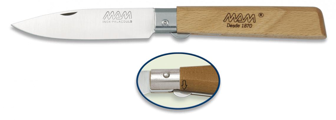 Navaja MAM con bloqueo lineal, mango de madera, virola de acero y...