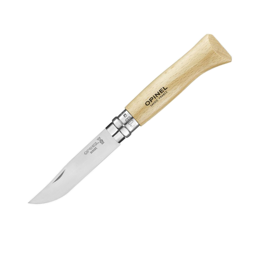 Navaja N08 Opinel con funda. Hoja de 8.5 cm de acero inoxidable.