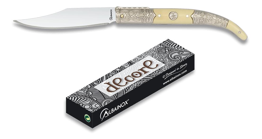 Couteau Albainox chromé présenté en coffret avec serrure à piston...